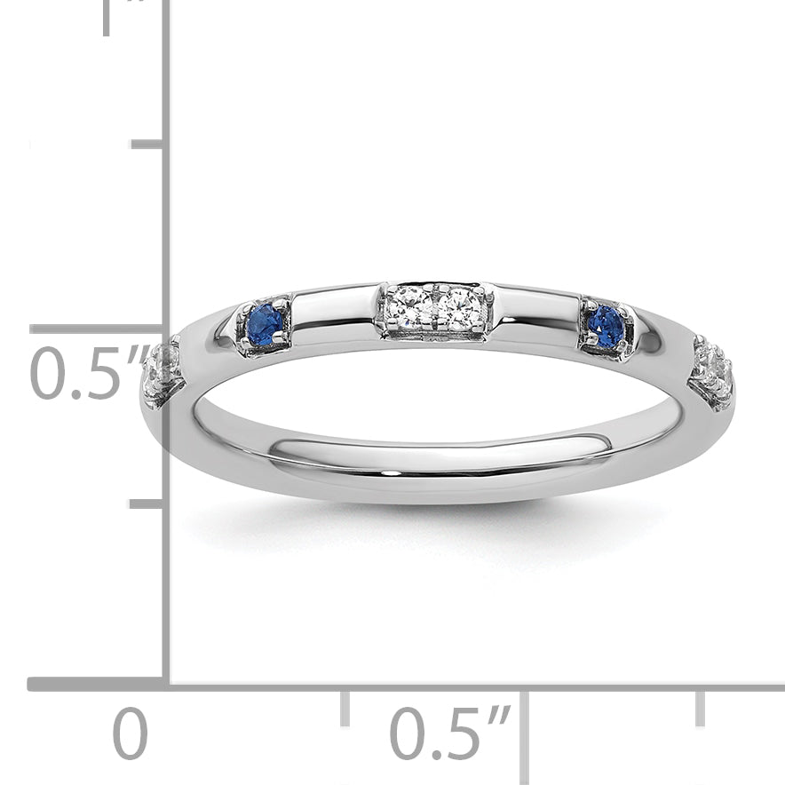 14k White Gold Stackable Expressions Cr. Sapphire and Dia. Ring