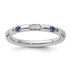 14k White Gold Stackable Expressions Cr. Sapphire and Dia. Ring