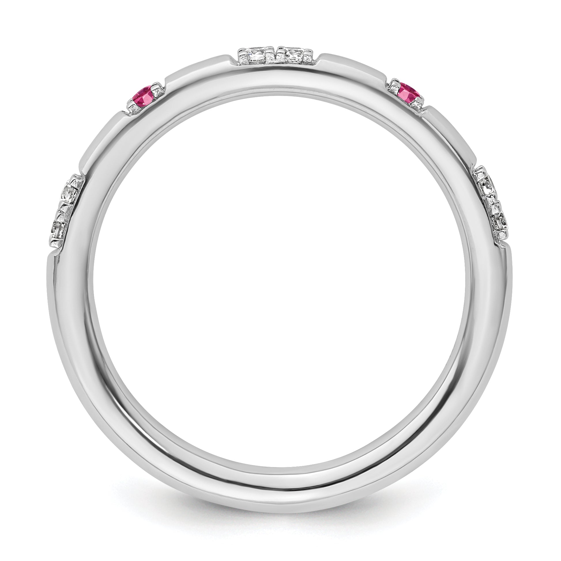 14k White Gold Stackable Expressions Pink Tourmaline and Dia. Ring Secondary image