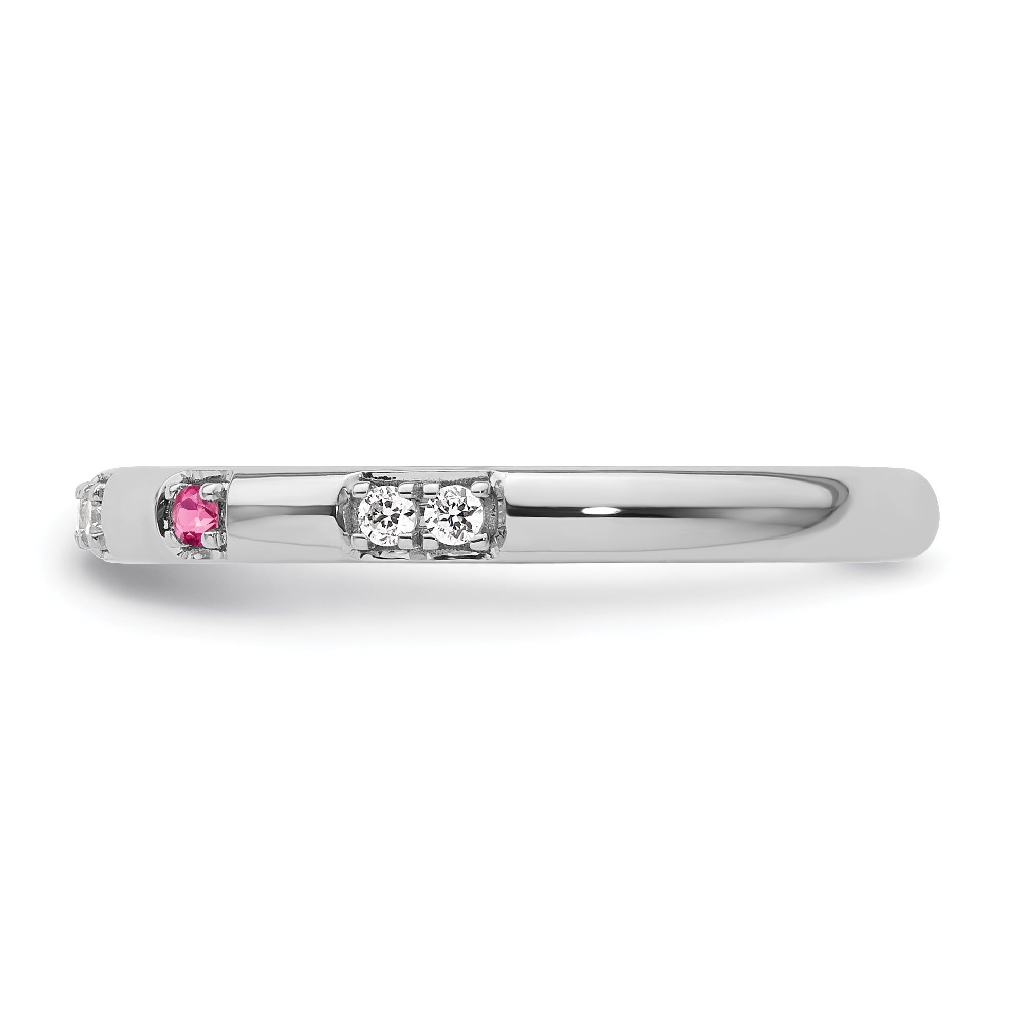 14k White Gold Stackable Expressions Pink Tourmaline and Dia. Ring