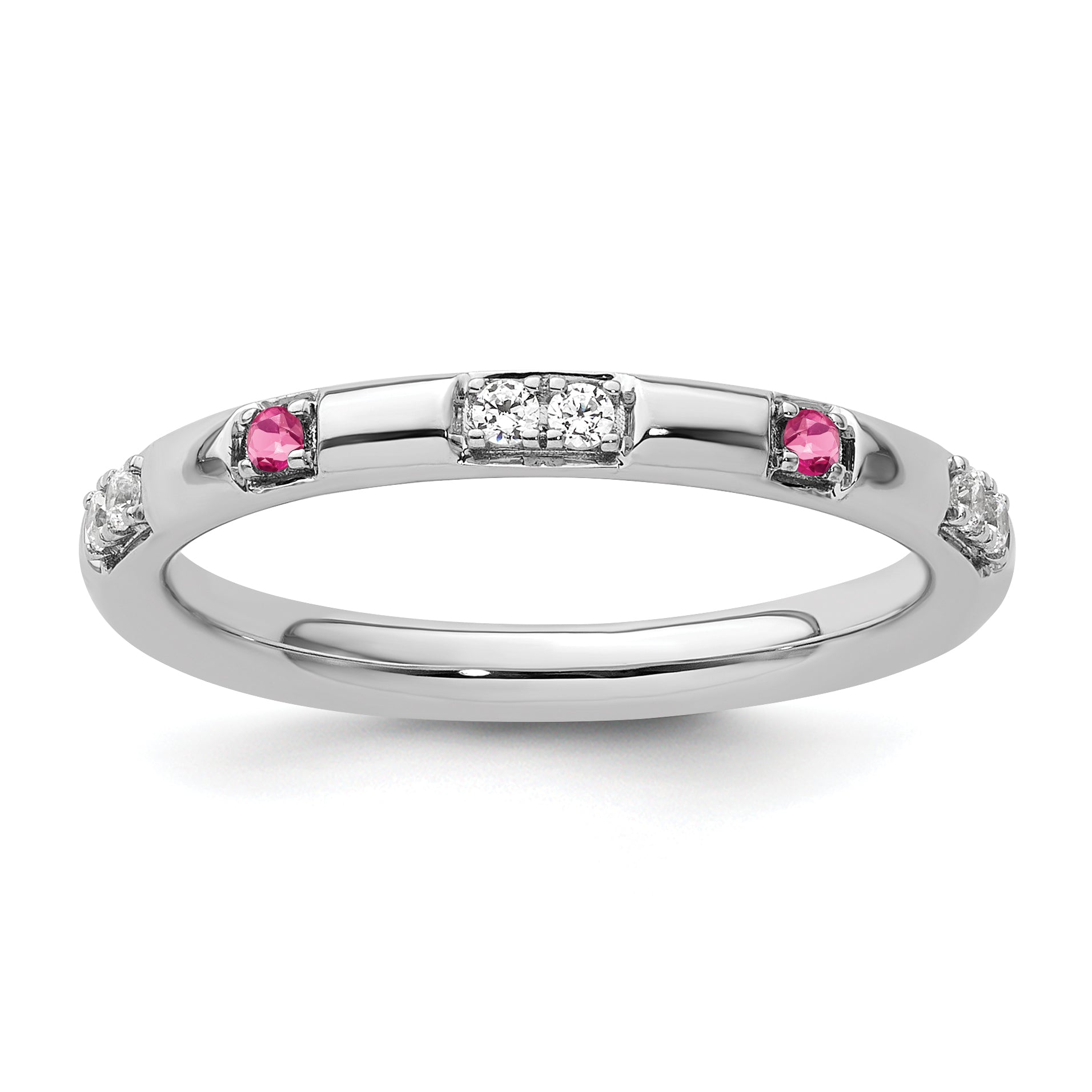 14k White Gold Stackable Expressions Pink Tourmaline and Dia. Ring Main image