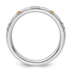 14k White Gold Stackable Expressions Citrine and Diamond Ring