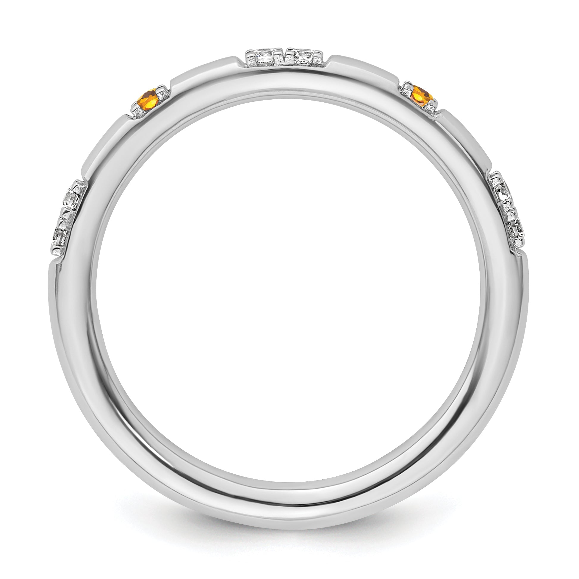 14k White Gold Stackable Expressions Citrine and Diamond Ring