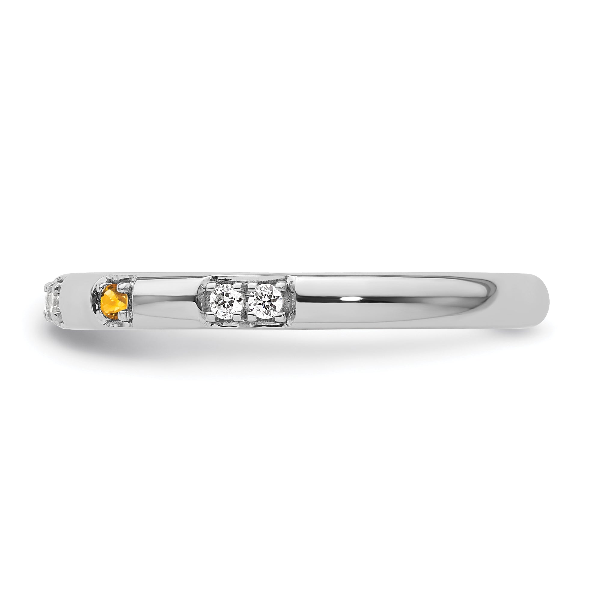 14k White Gold Stackable Expressions Citrine and Diamond Ring