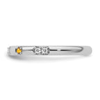 14k White Gold Stackable Expressions Citrine and Diamond Ring