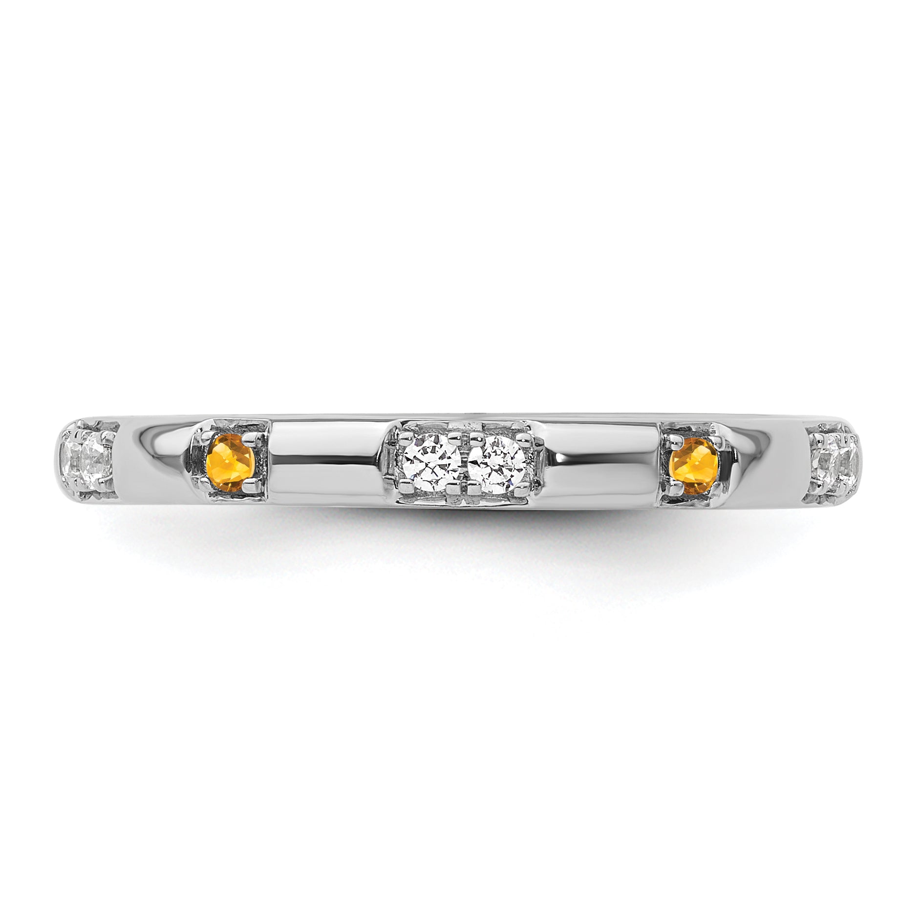 14k White Gold Stackable Expressions Citrine and Diamond Ring