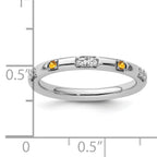 14k White Gold Stackable Expressions Citrine and Diamond Ring