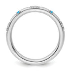 14k White Gold Stackable Expressions Blue Topaz and Diamond Ring