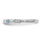 14k White Gold Stackable Expressions Blue Topaz and Diamond Ring