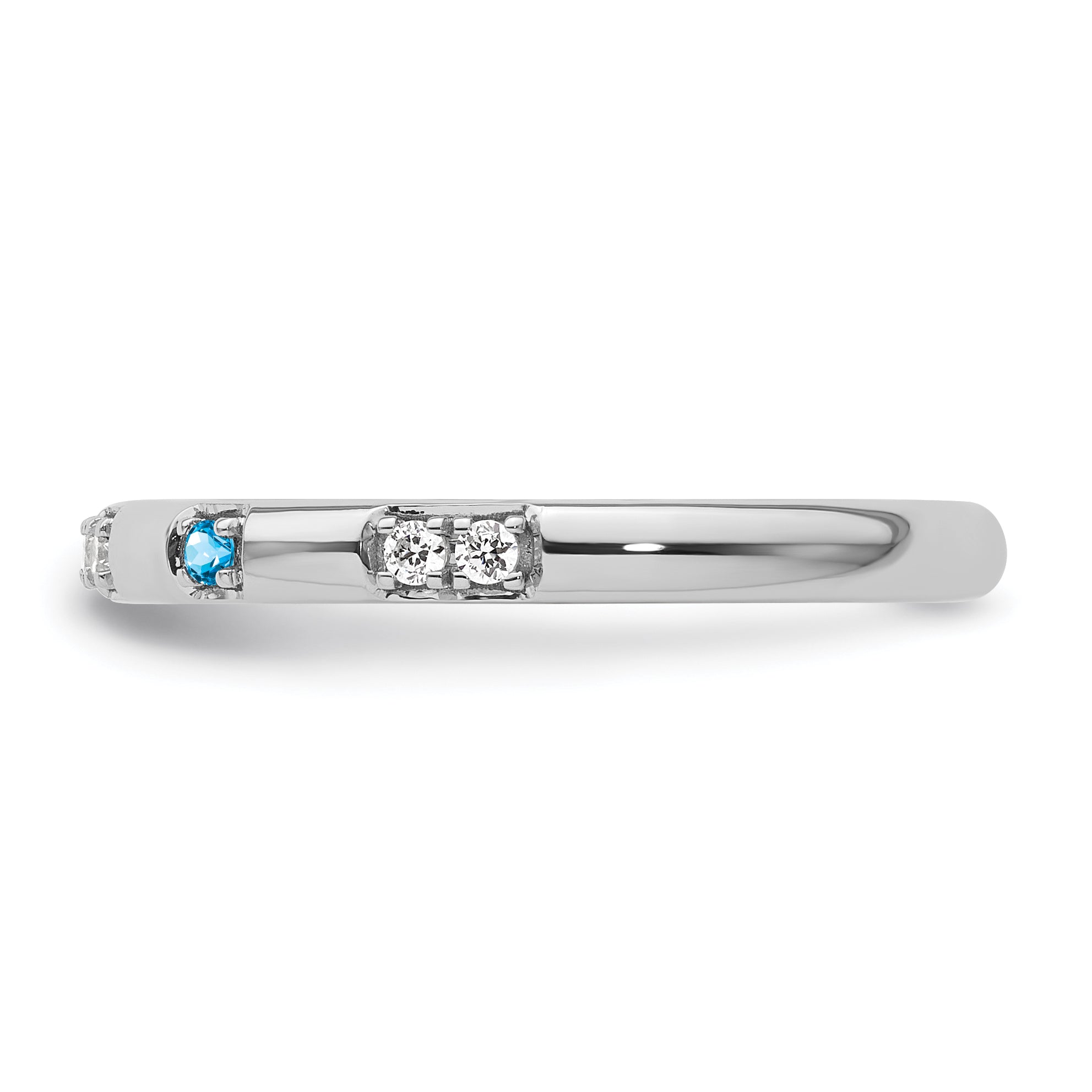 14k White Gold Stackable Expressions Blue Topaz and Diamond Ring