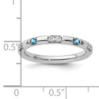 14k White Gold Stackable Expressions Blue Topaz and Diamond Ring