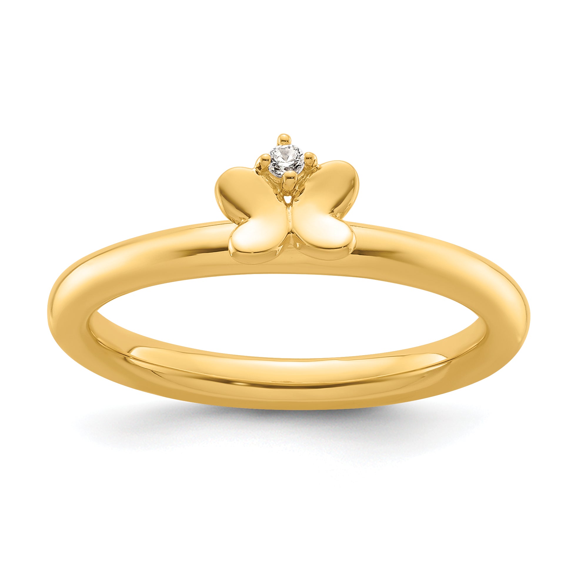 14k Stackable Expressions Diamond Butterfly Ring Main image