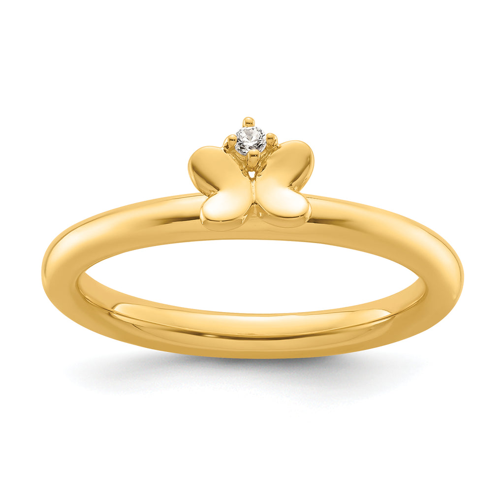 14k Stackable Expressions Diamond Butterfly Ring