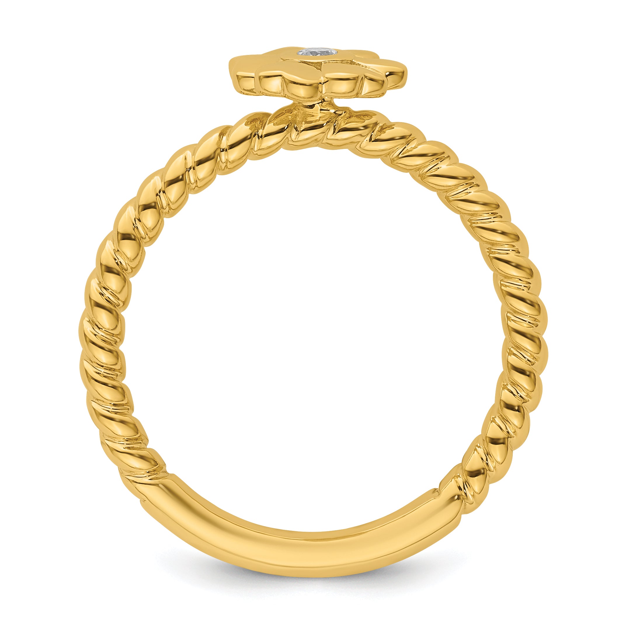 14k Stackable Expressions Diamond Flower Twisted Ring Secondary image