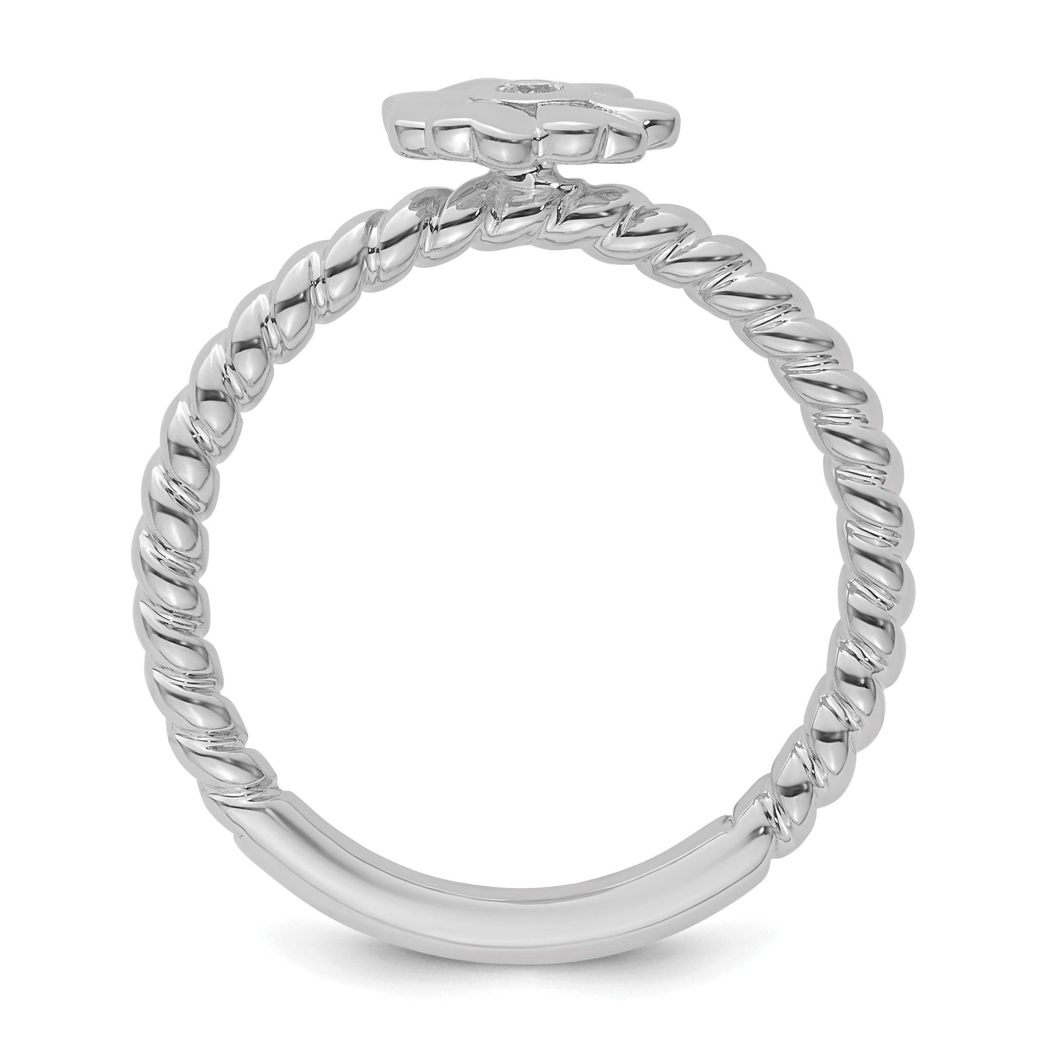 14k White Gold Stackable Expressions Diamond Flower Twisted Ring Secondary image