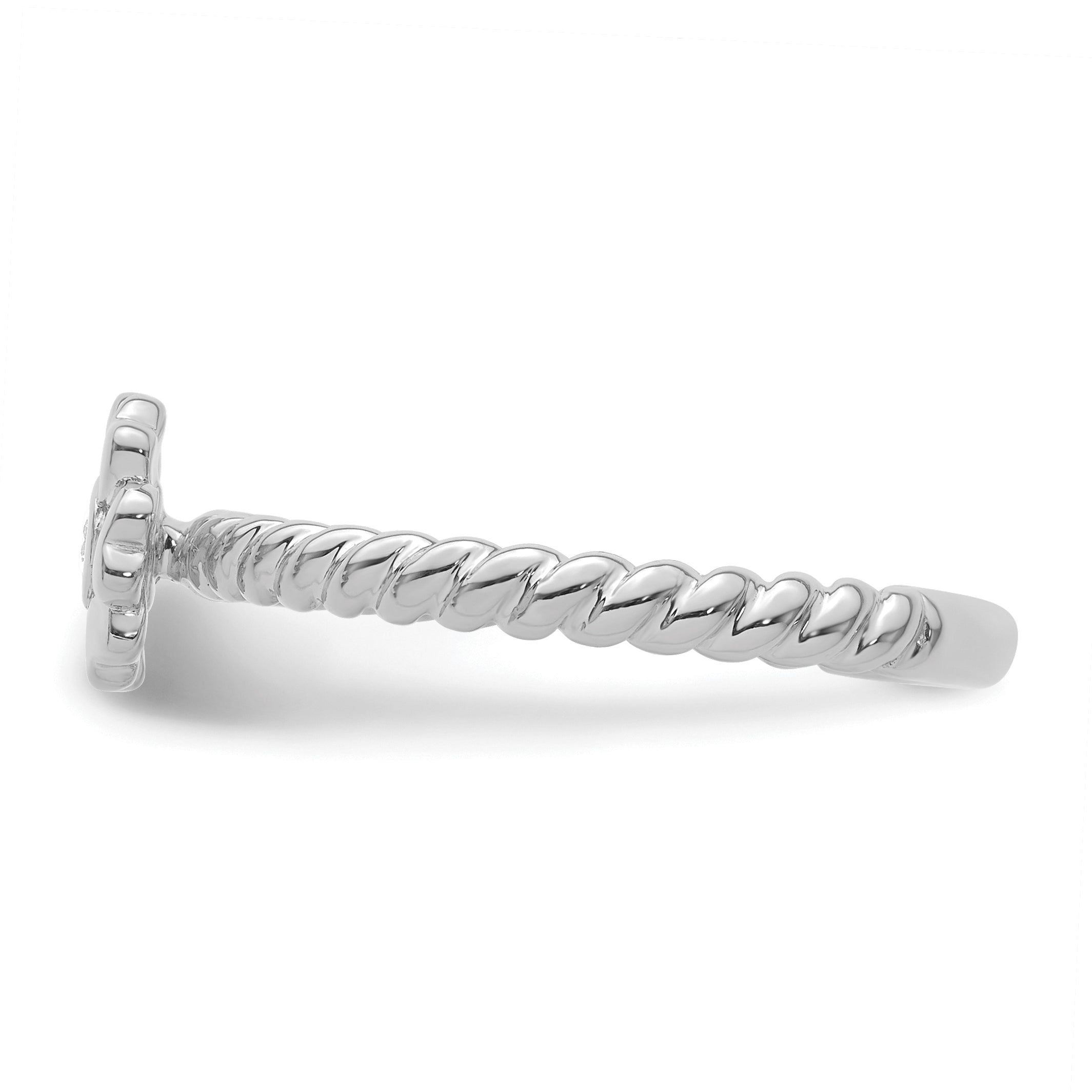 14k White Gold Stackable Expressions Diamond Flower Twisted Ring