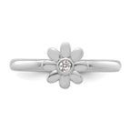 14k White Gold Stackable Expressions Diamond Flower Ring