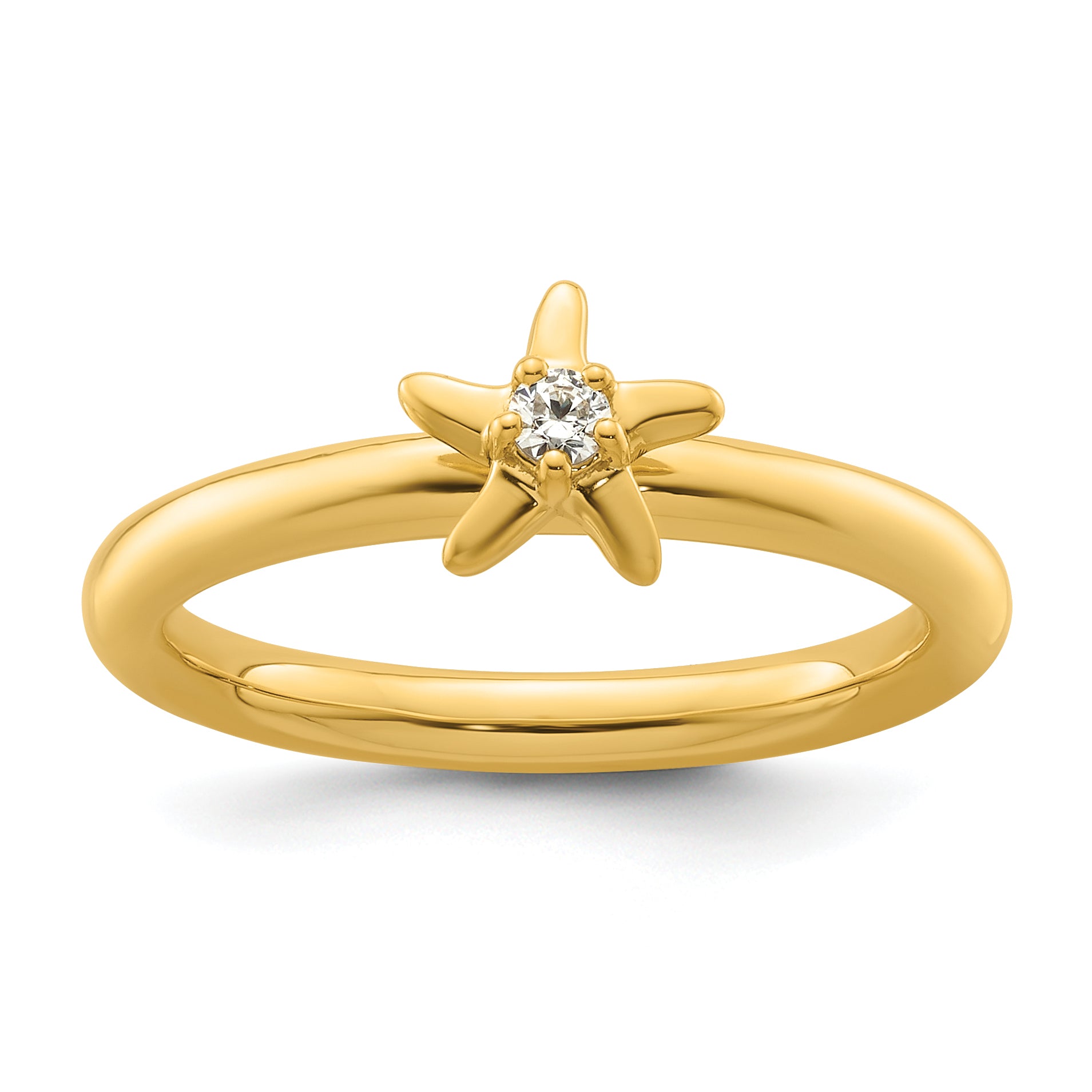 14k Stackable Expressions Diamond Starfish Ring Main image