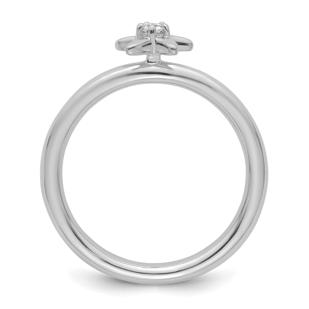 14k White Gold Stackable Expressions Diamond Starfish Ring