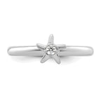 14k White Gold Stackable Expressions Diamond Starfish Ring