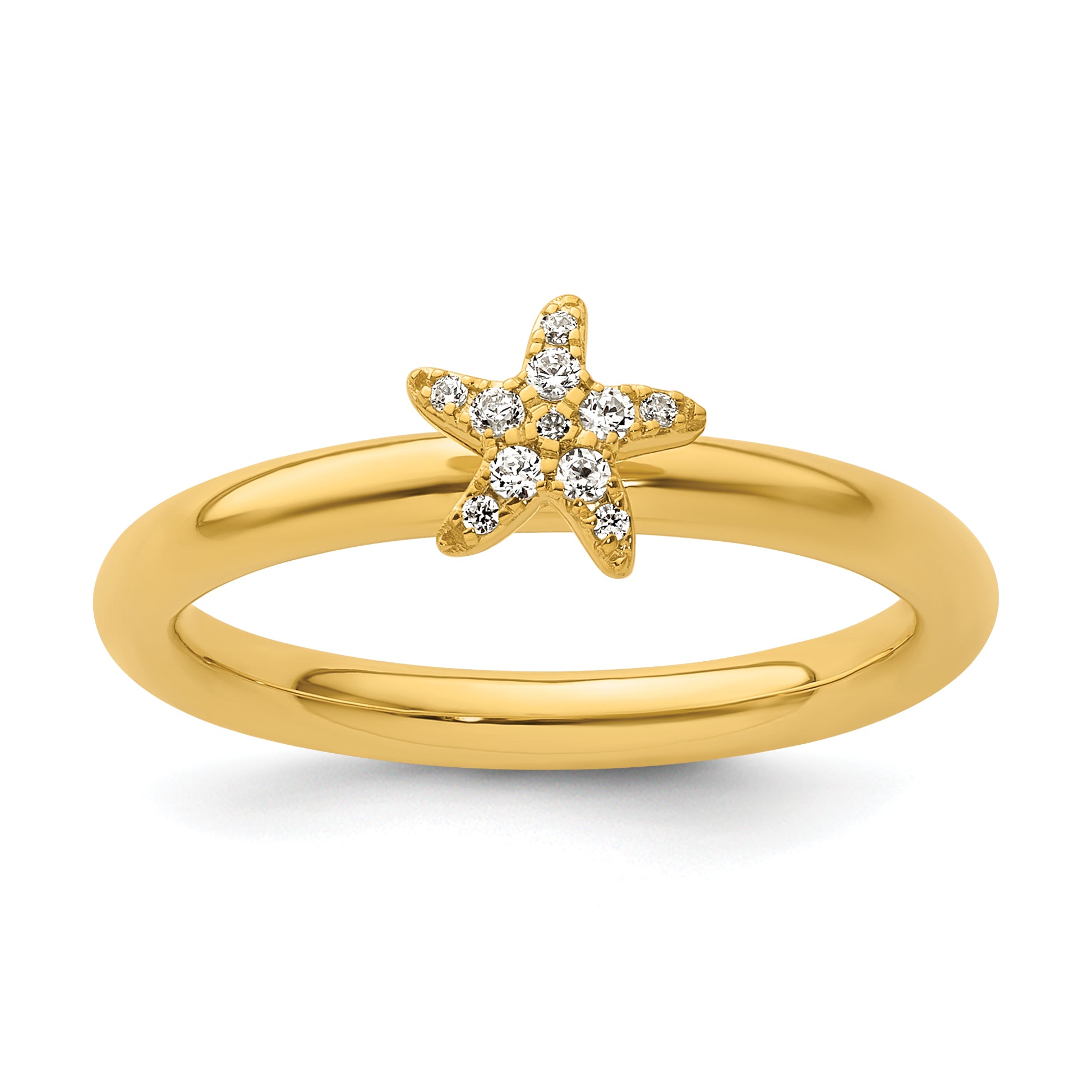 14k Stackable Expressions Diamond Starfish Ring Main image