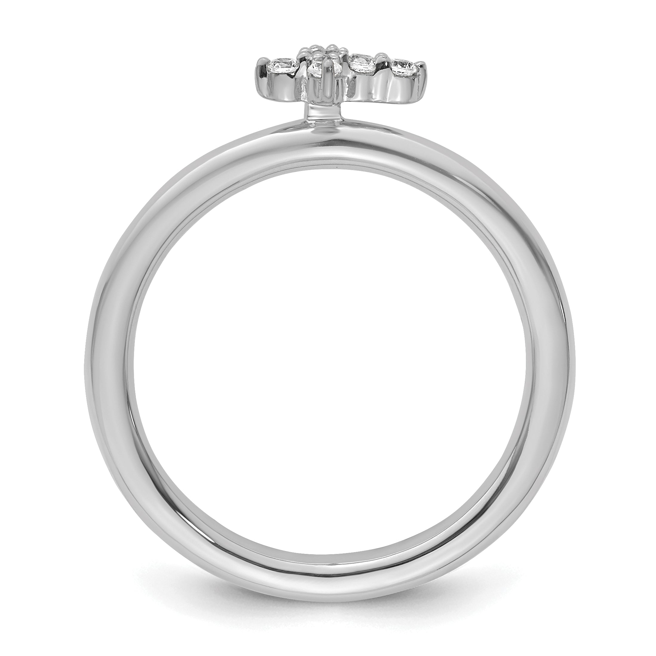 14k White Gold Stackable Expressions Diamond Cross Ring