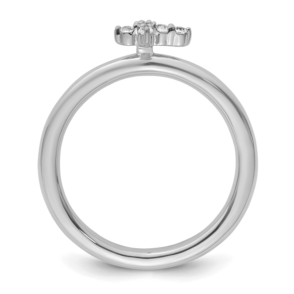 14k White Gold Stackable Expressions Diamond Cross Ring