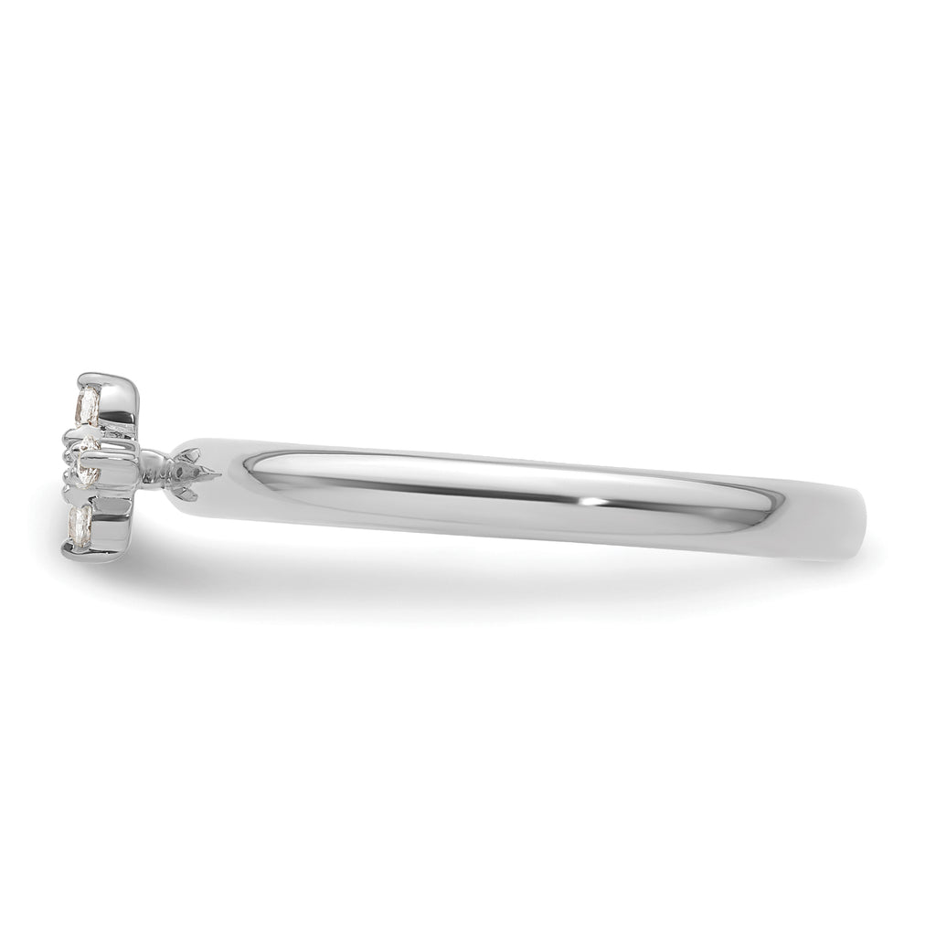 14k White Gold Stackable Expressions Diamond Cross Ring