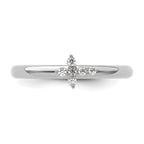 14k White Gold Stackable Expressions Diamond Cross Ring