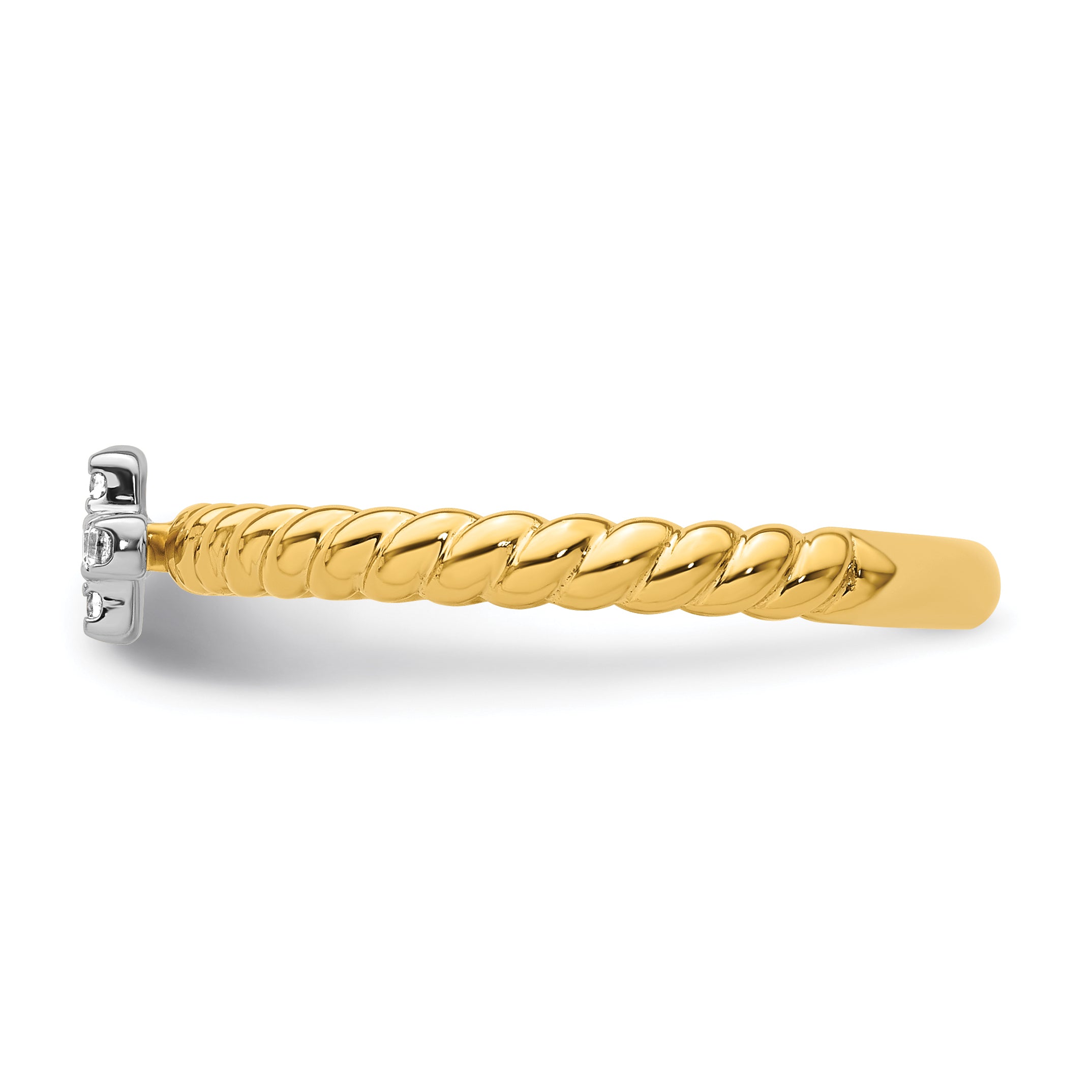 14k Two-tone Gold Stackable Expressions Diamond Cross Ring