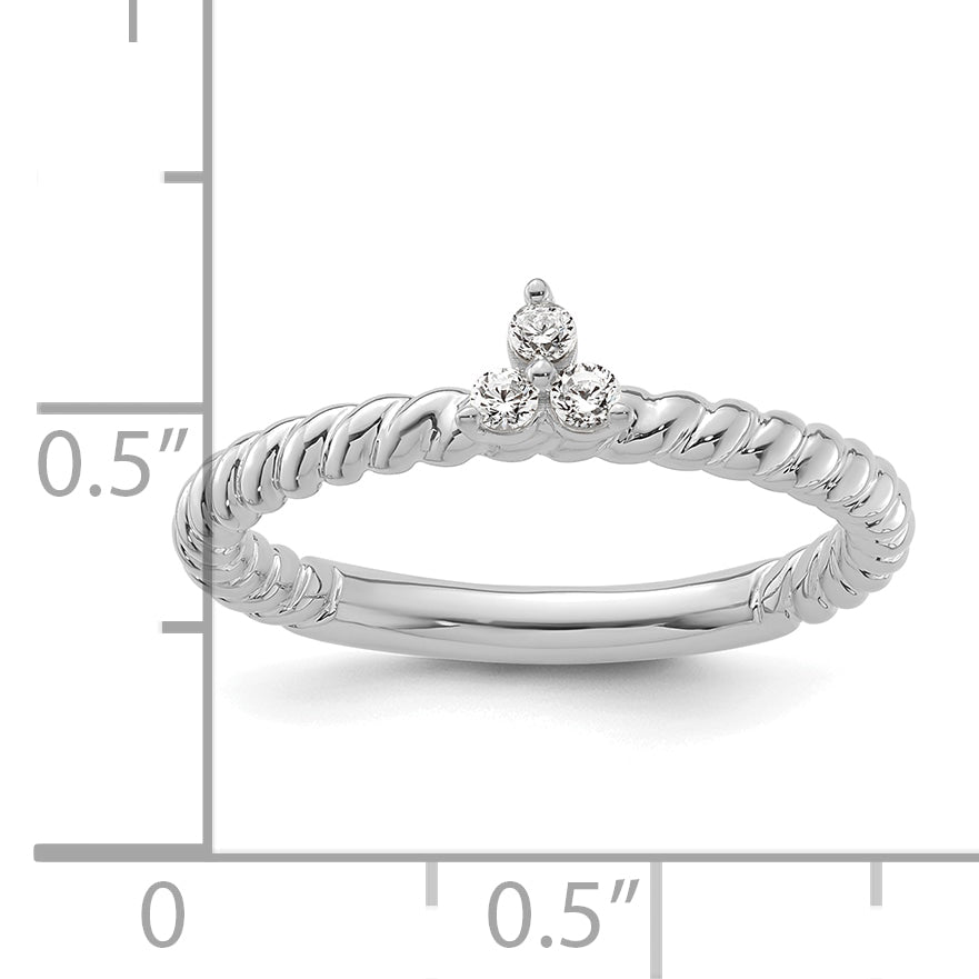 14k White Gold Stackable Expressions Diamond Twisted Ring