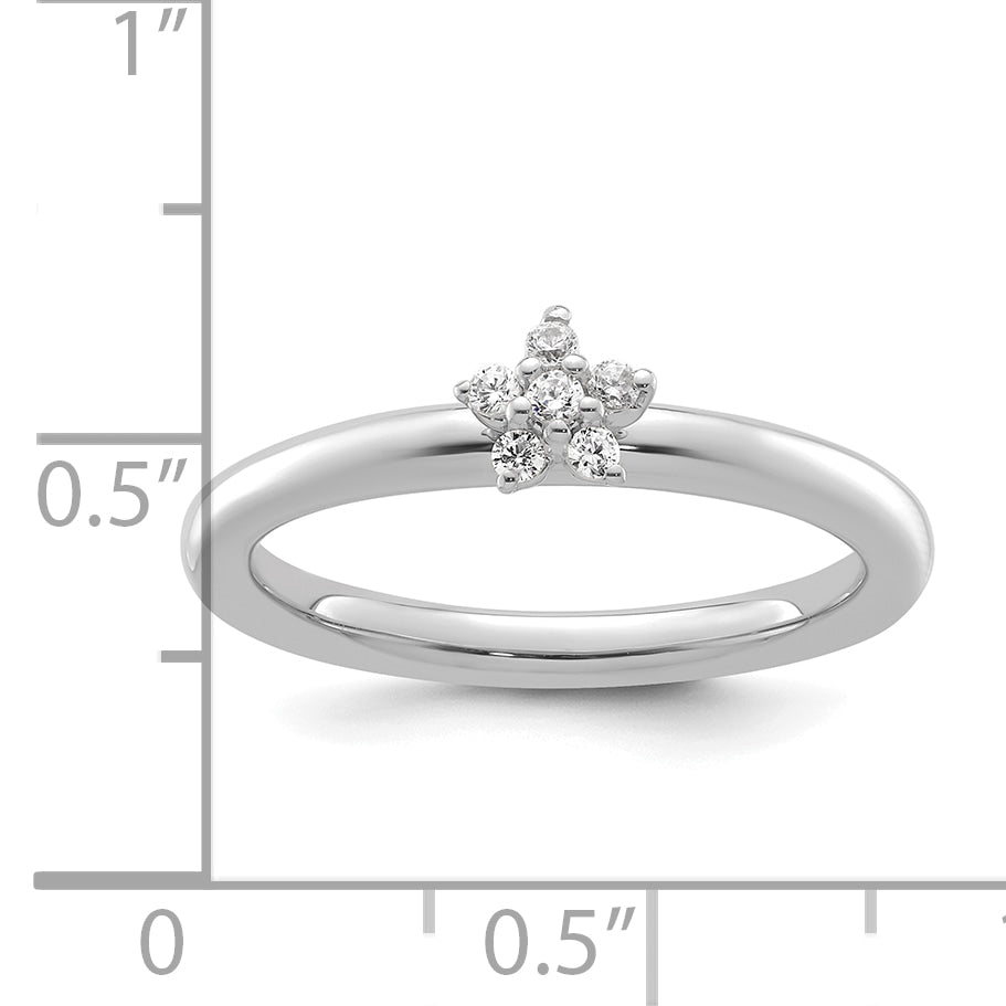 14k White Gold Stackable Expressions Diamond Star Ring