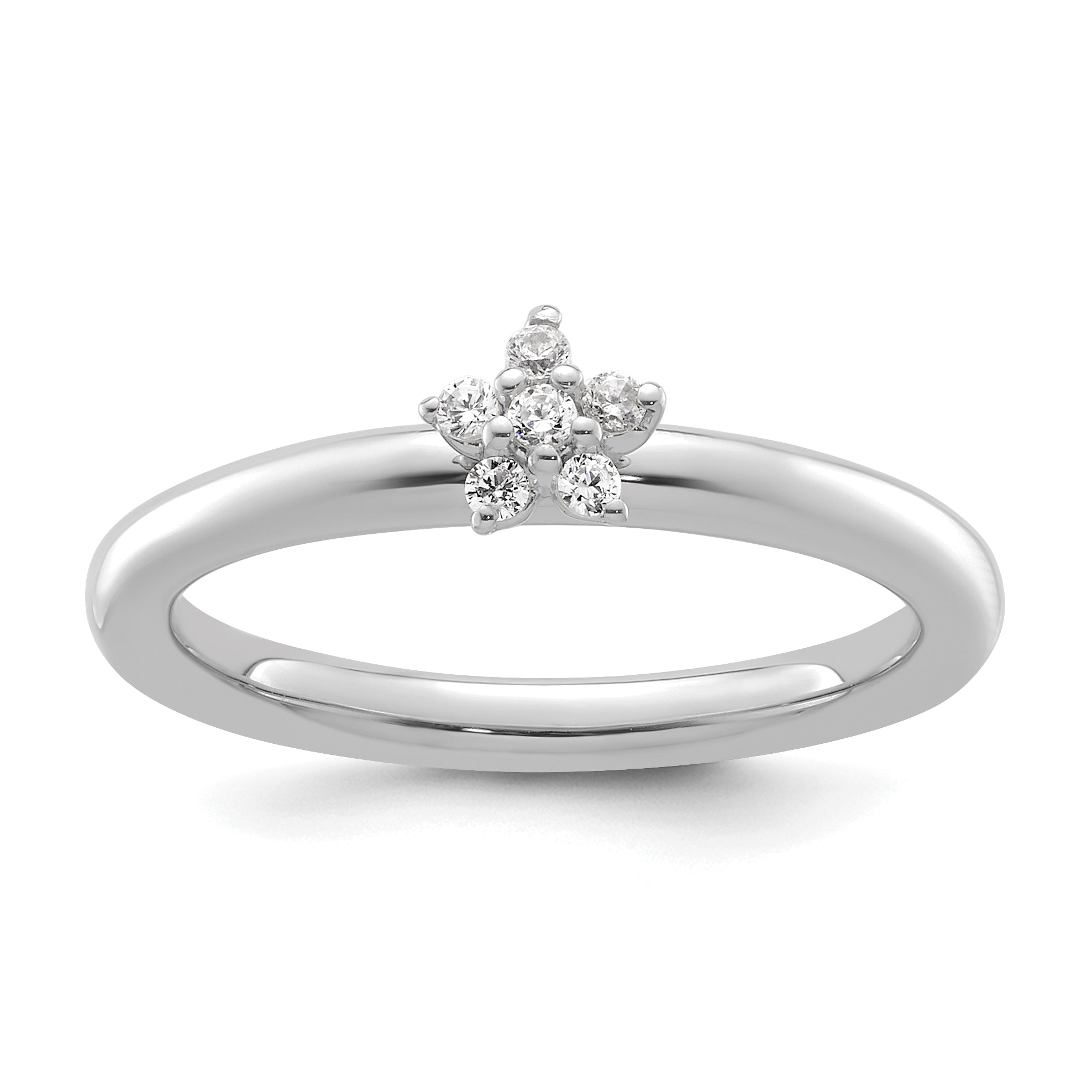 14k White Gold Stackable Expressions Diamond Star Ring Main image