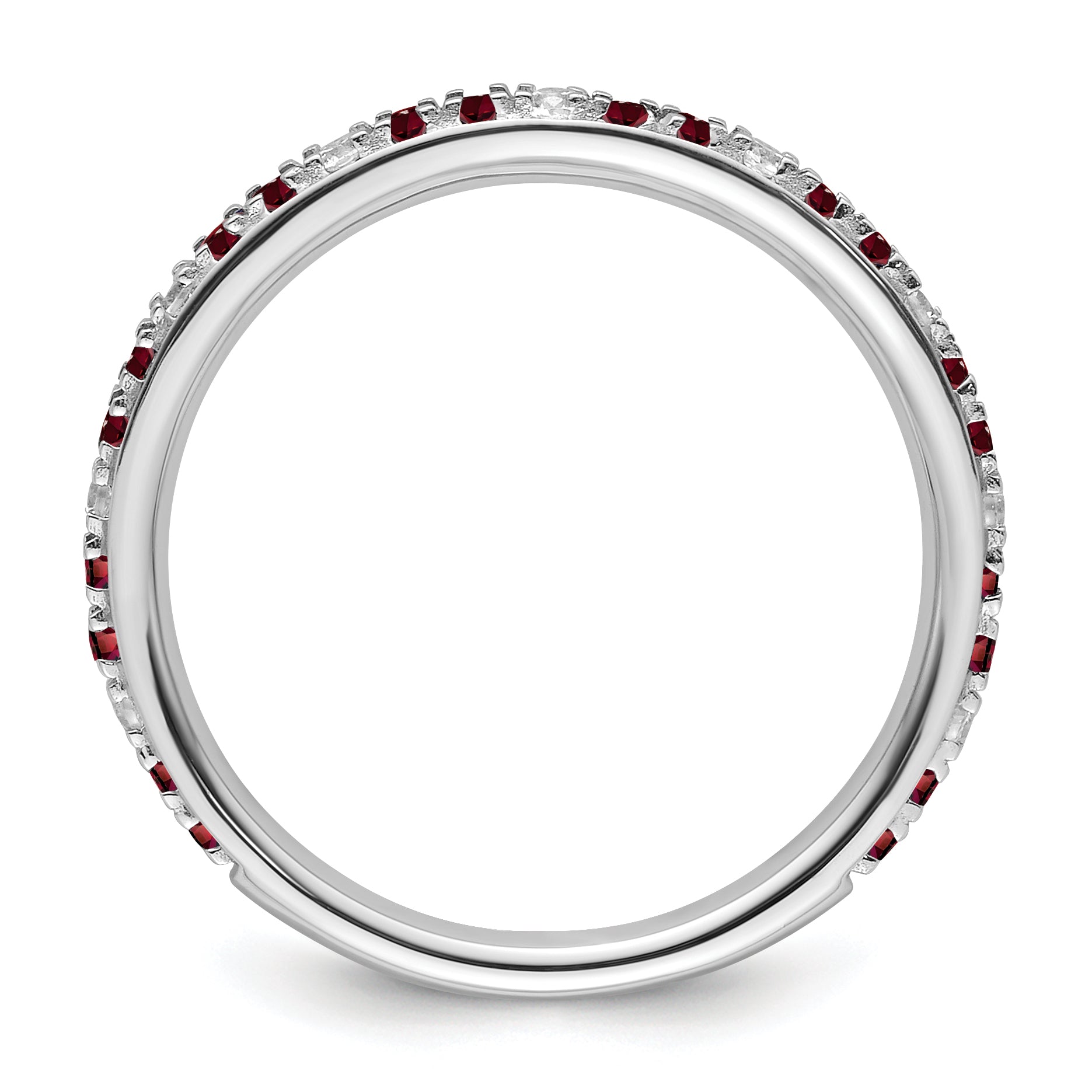 14k White Gold Stackable Expressions Garnet and Diamond Ring Secondary image