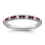 14k White Gold Stackable Expressions Garnet and Diamond Ring