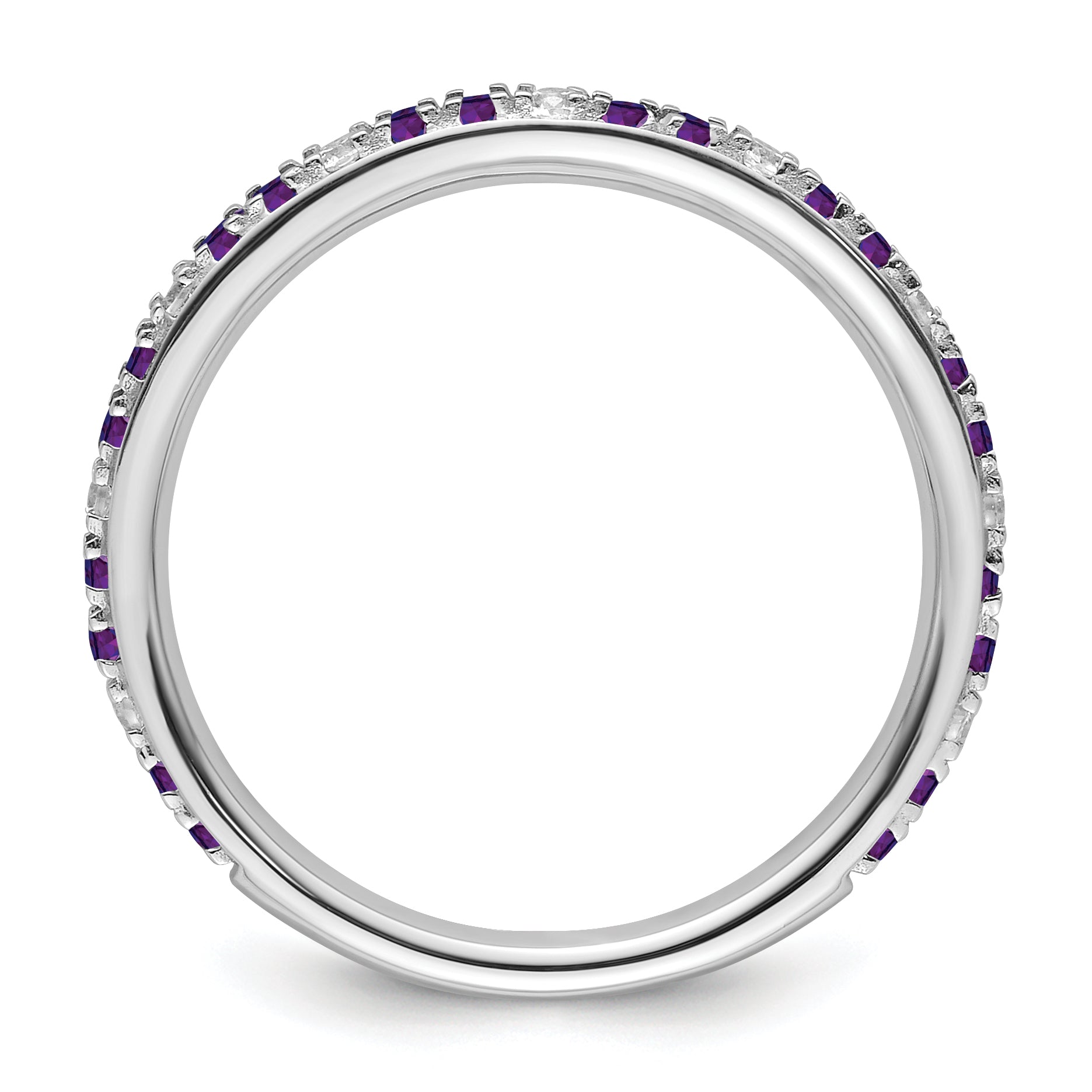 14k White Gold Stackable Expressions Amethyst and Diamond Ring Secondary image