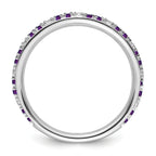 14k White Gold Stackable Expressions Amethyst and Diamond Ring