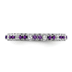 14k White Gold Stackable Expressions Amethyst and Diamond Ring