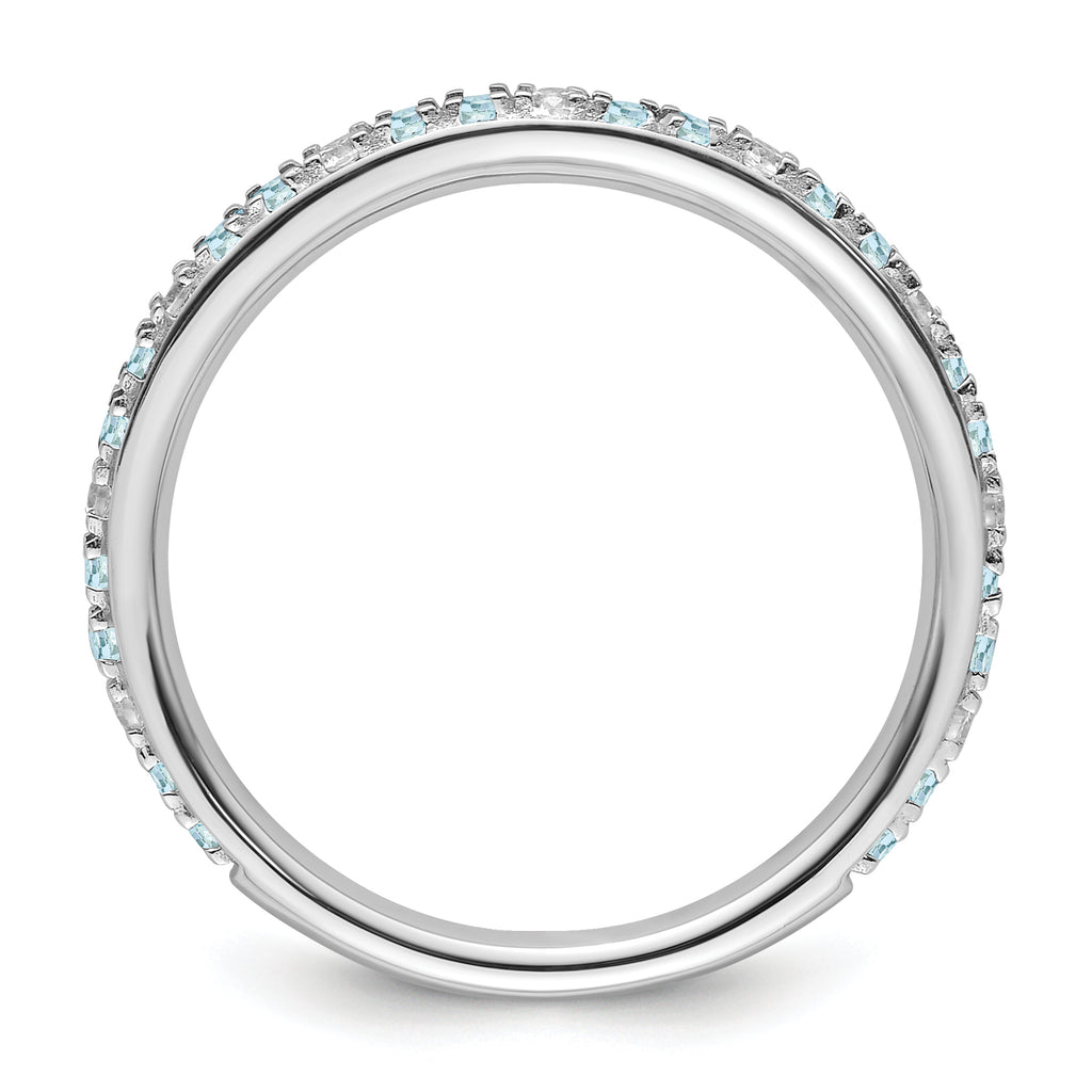 14k White Gold Stackable Expressions Aquamarine and Diamond Ring