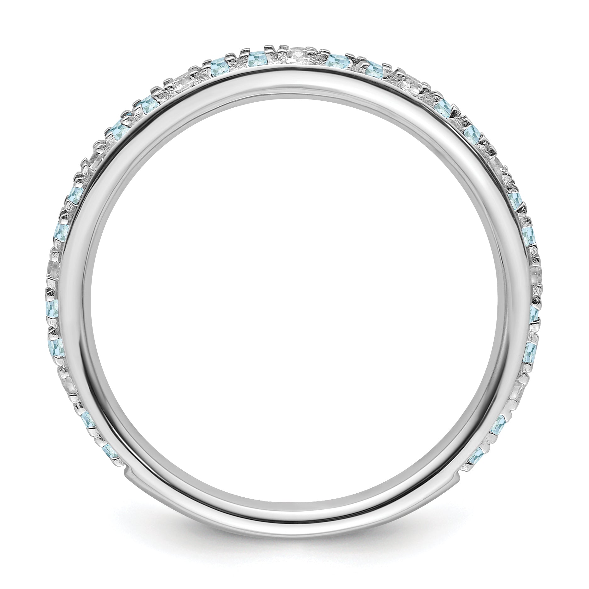 14k White Gold Stackable Expressions Aquamarine and Diamond Ring