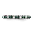 14k White Gold Stackable Expressions Created Emerald and Dia. Ring