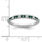14k White Gold Stackable Expressions Created Emerald and Dia. Ring