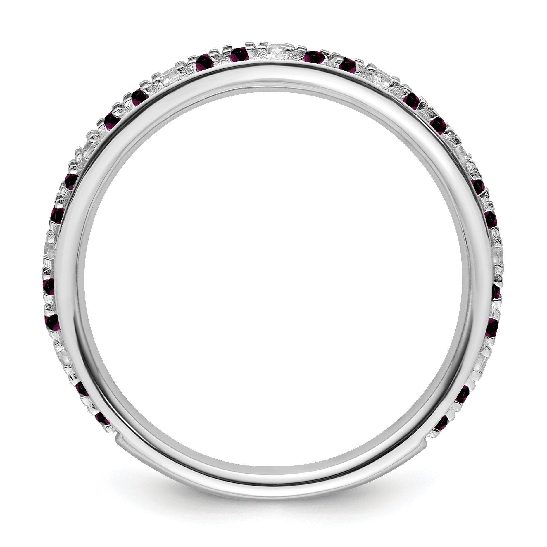 14k White Gold Stackable Expressions Rhodolite Garnet and Dia. Ring Secondary image