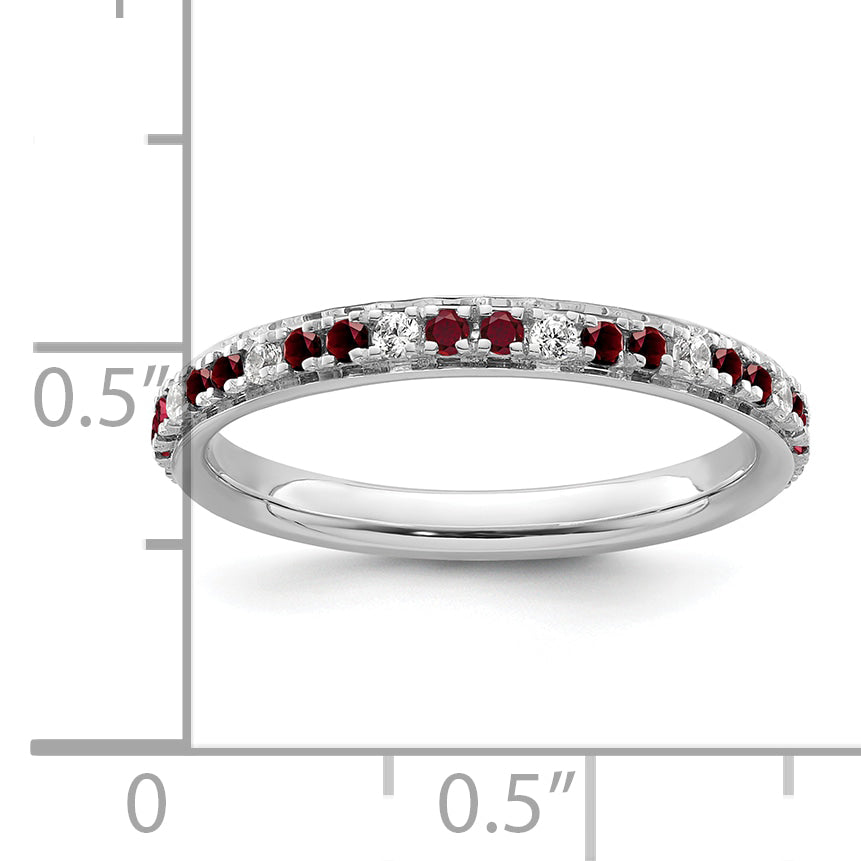 14k White Gold Stackable Expressions Created Ruby and Dia. Ring