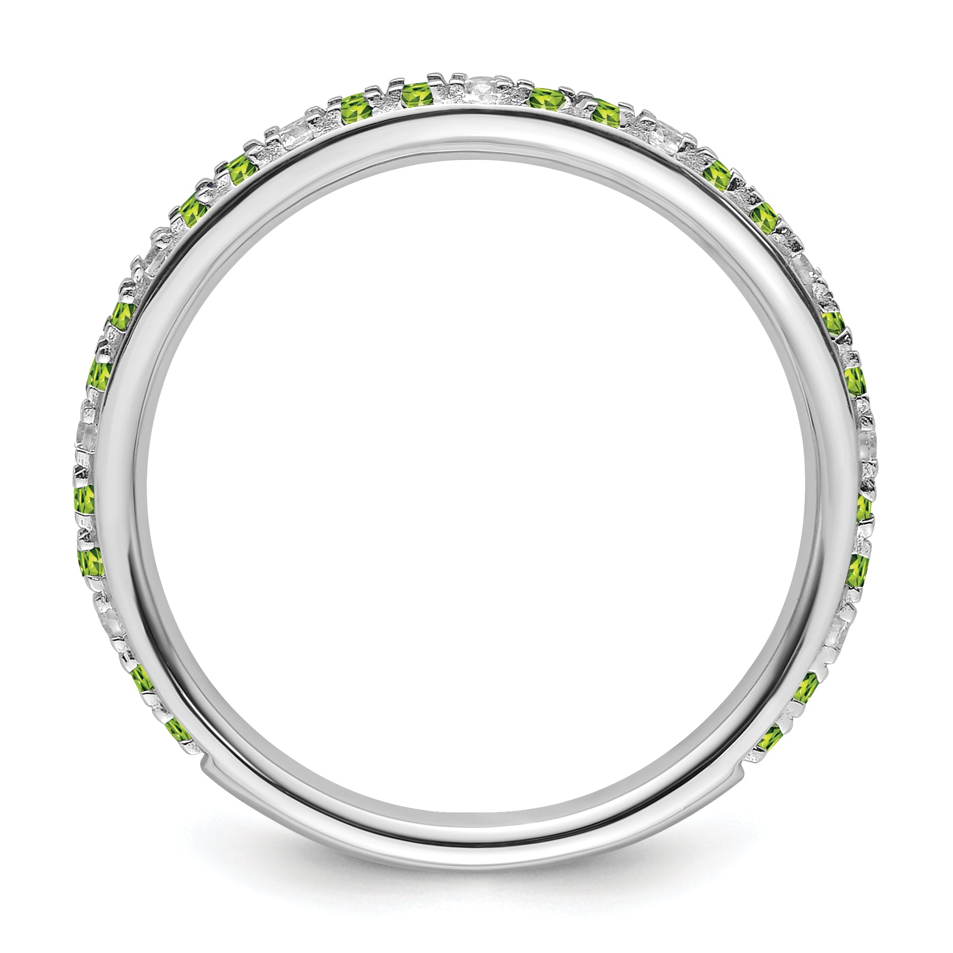 14k White Gold Stackable Expressions Peridot and Diamond Ring