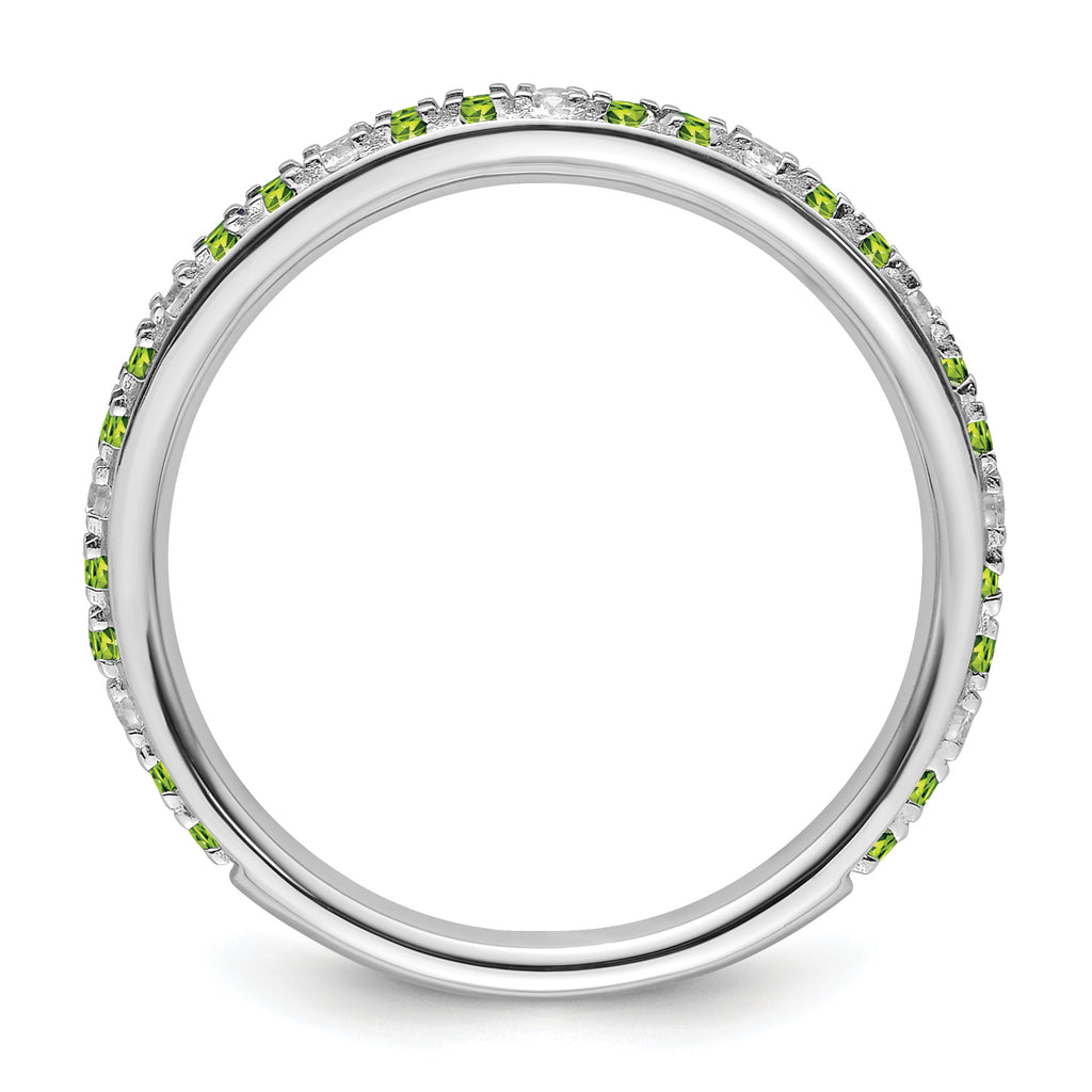 14k White Gold Stackable Expressions Peridot and Diamond Ring