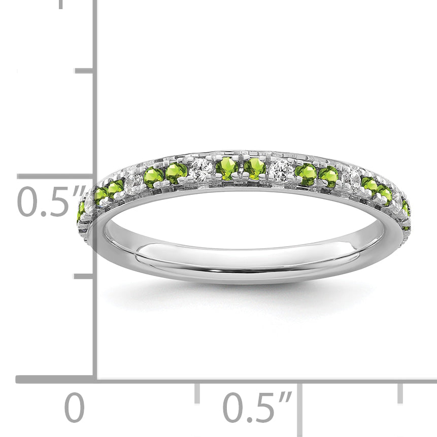 14k White Gold Stackable Expressions Peridot and Diamond Ring
