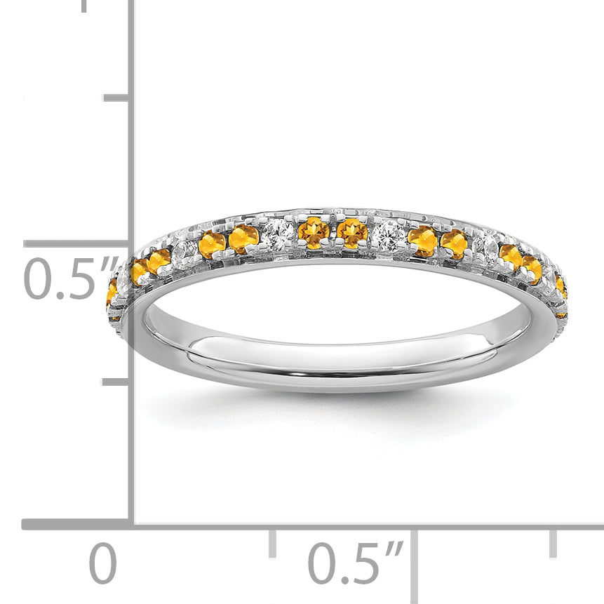 14k White Gold Stackable Expressions Citrine and Diamond Ring
