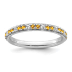 14k White Gold Stackable Expressions Citrine and Diamond Ring