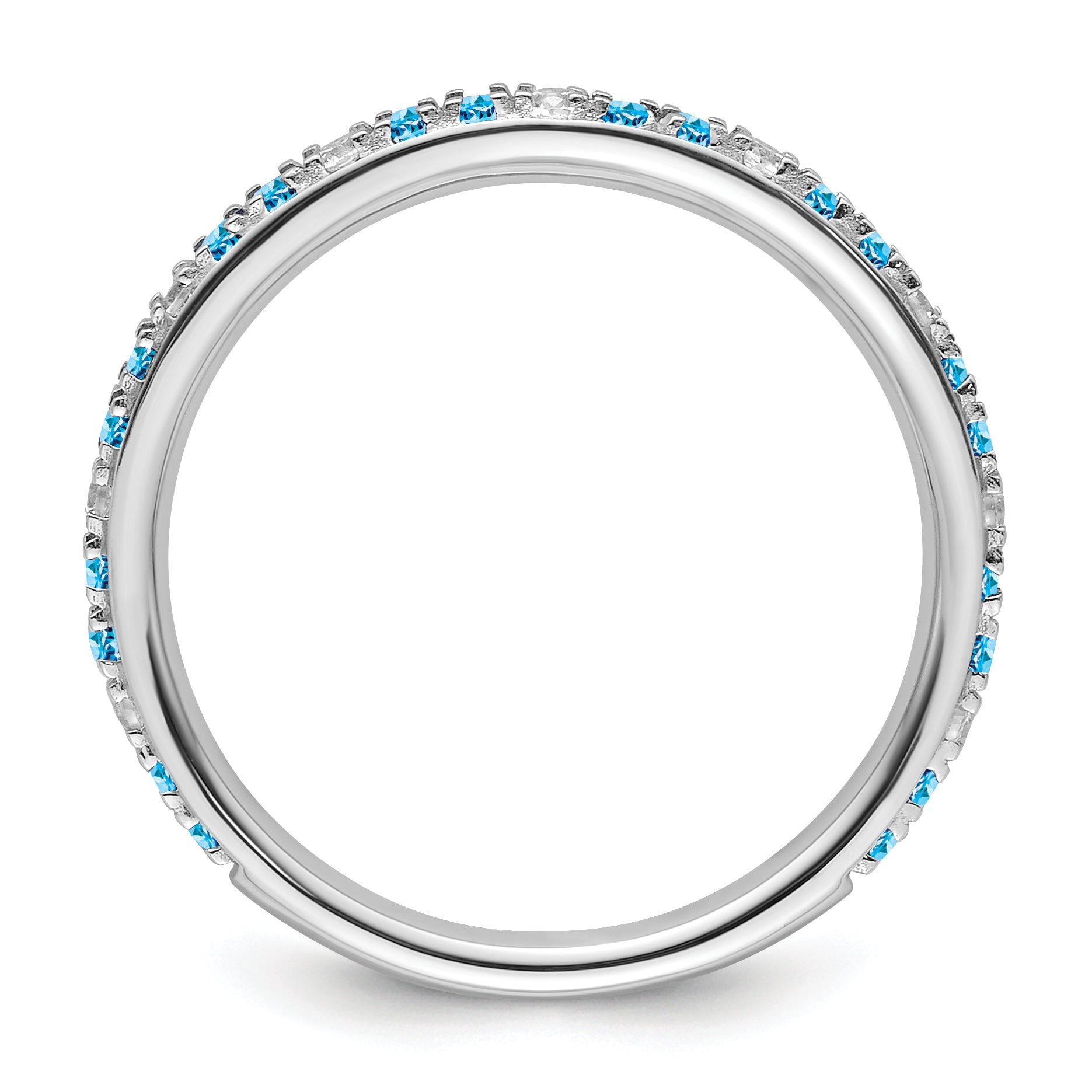 14k White Gold Stackable Expressions Blue Topaz and Diamond Ring